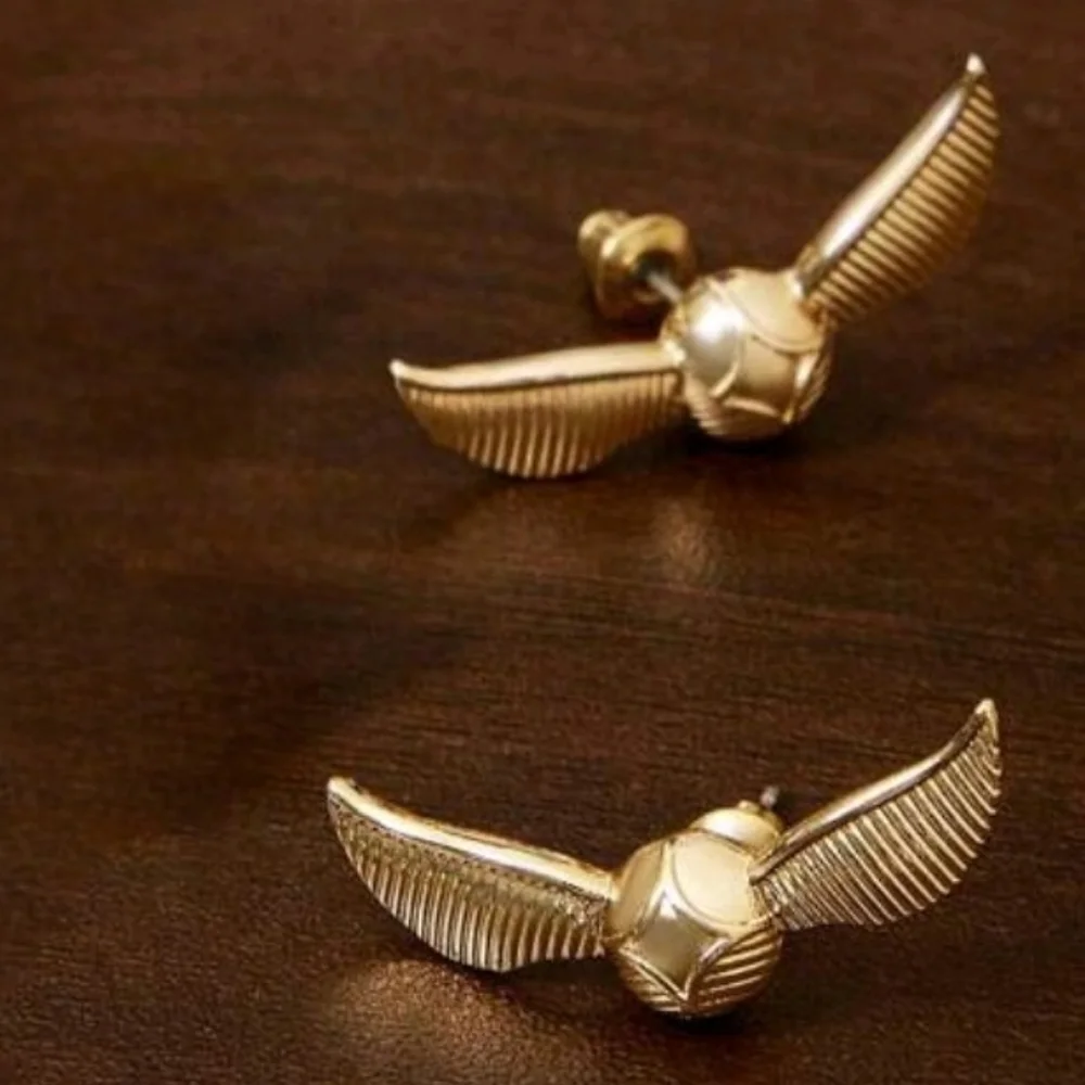 18K Gold Harry Potter Golden Snitch Quidditch Hogwarts Magic Stud Girls Earrings